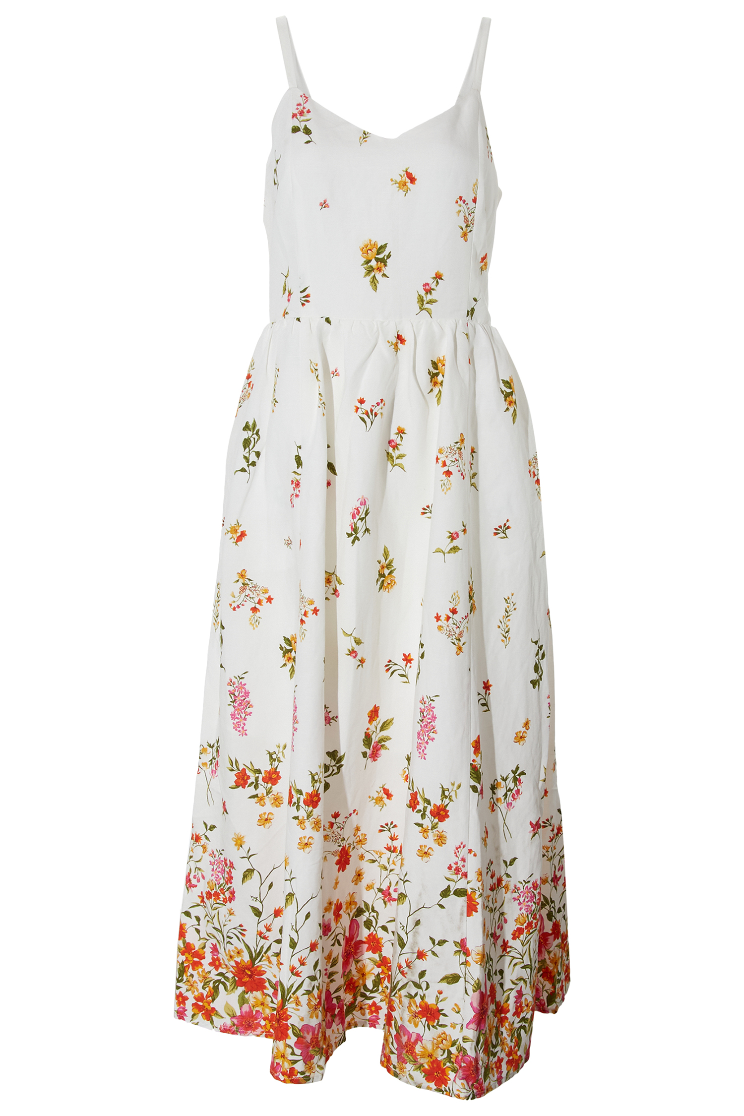Floral Border Midi Dress